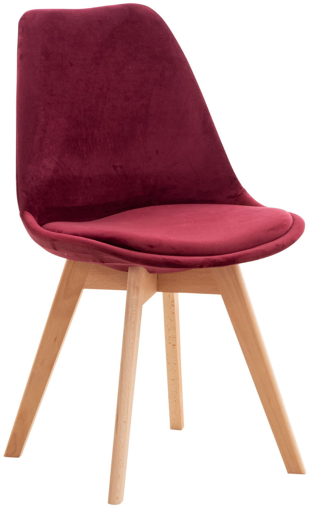 ESSZIMMERSTUHL Lines, Samt bordeauxrot - Bordeaux/Naturfarben, Holz/Textil (49/83/50cm) - TPFLiving