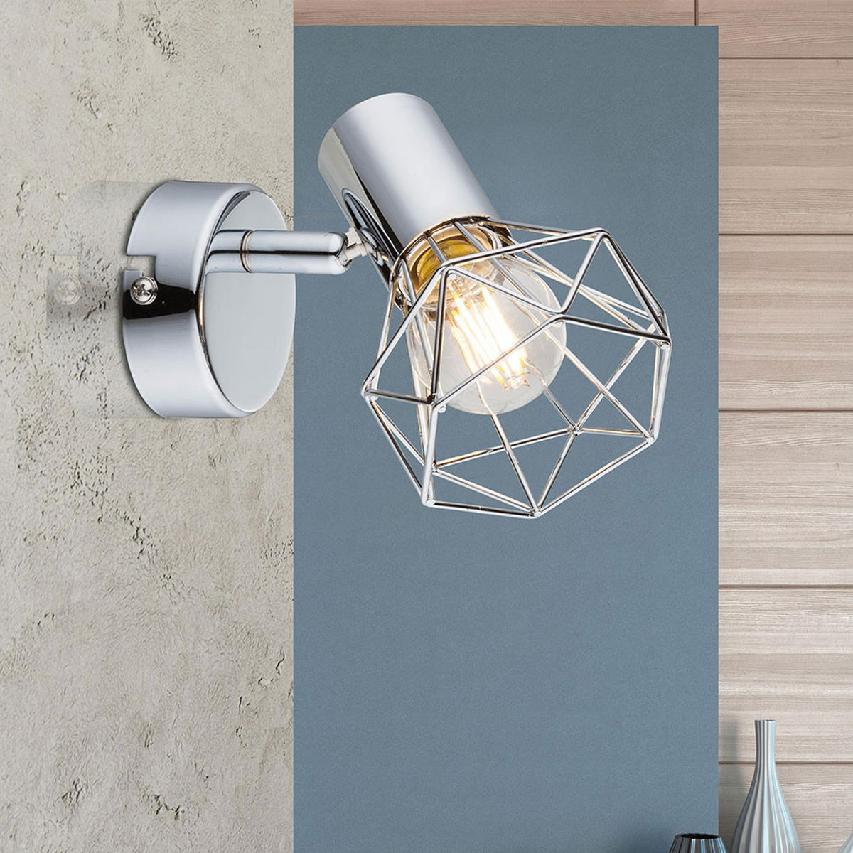 WANDLEUCHTE Metall silber beweglicher Spot - Silberfarben, Metall (10/13/15cm) - Globo Lighting