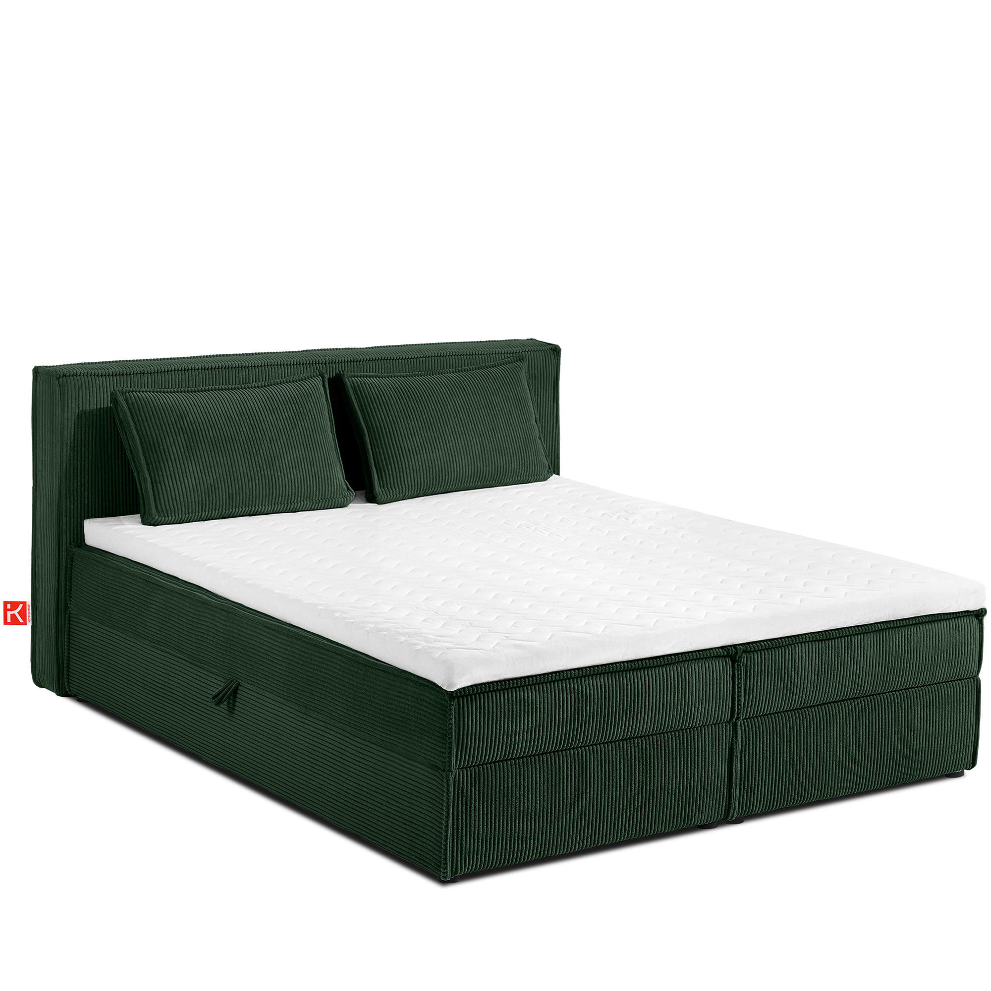 BOXSPRINGBETT ROTI mit Stauraum, dunkelgrün - Dunkelgrün/Schwarz, Holz/Holzwerkstoff (160/200cm) - KONSIMO®
