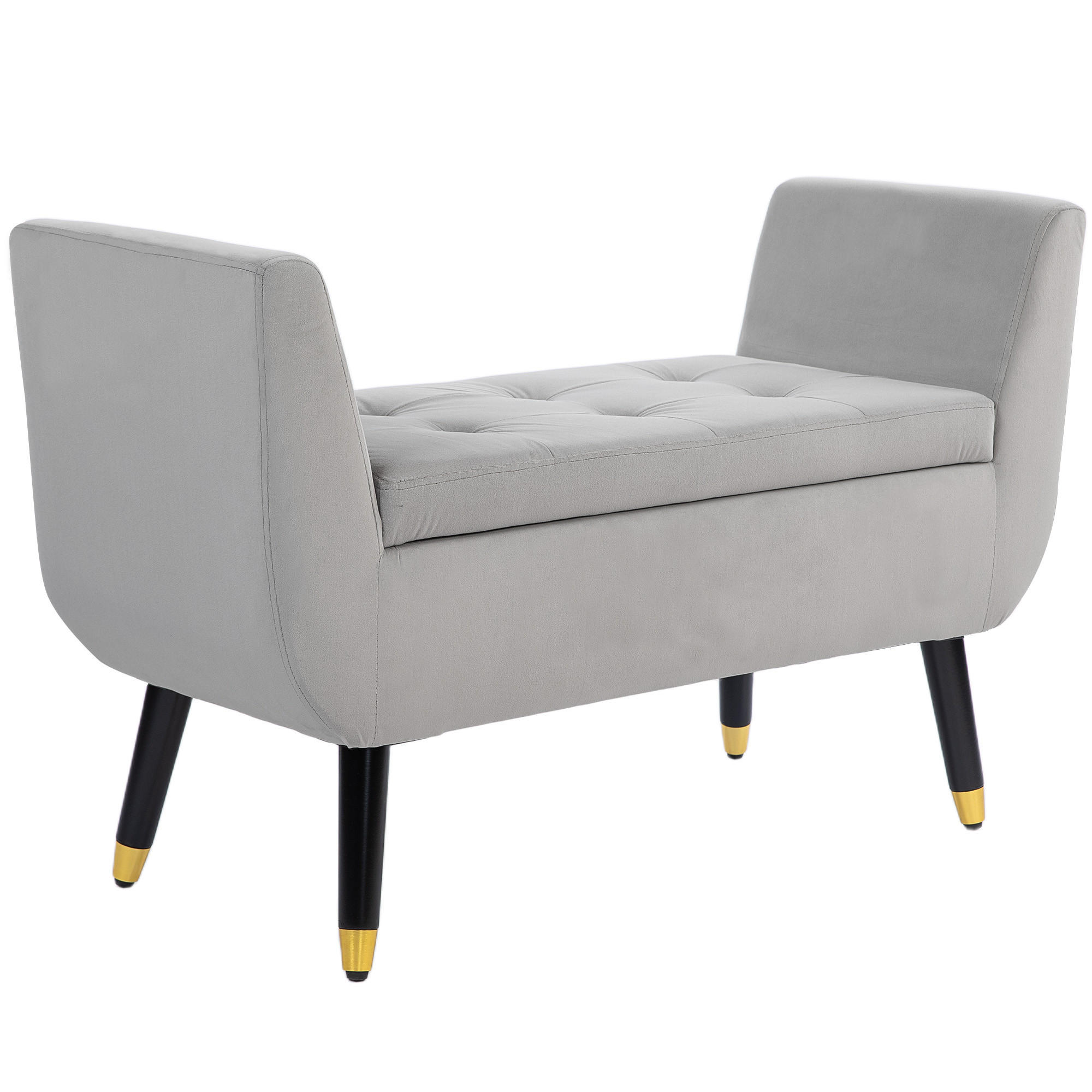 SITZBANK Polsterbank - Hellgrau, Kunststoff (42/65/107cm) - HOMCOM