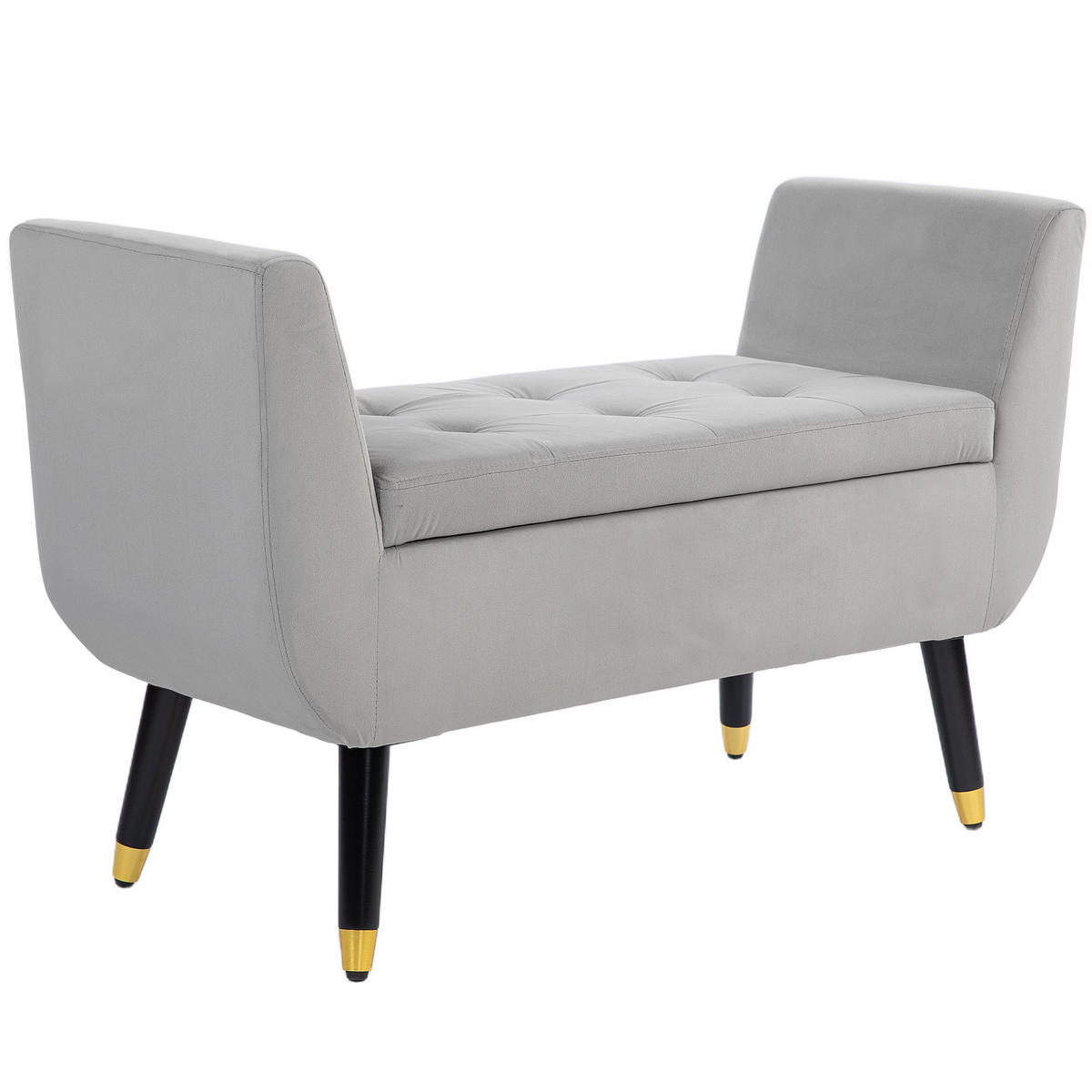 SITZBANK Polsterbank - Hellgrau, Kunststoff (42/65/107cm) - HOMCOM