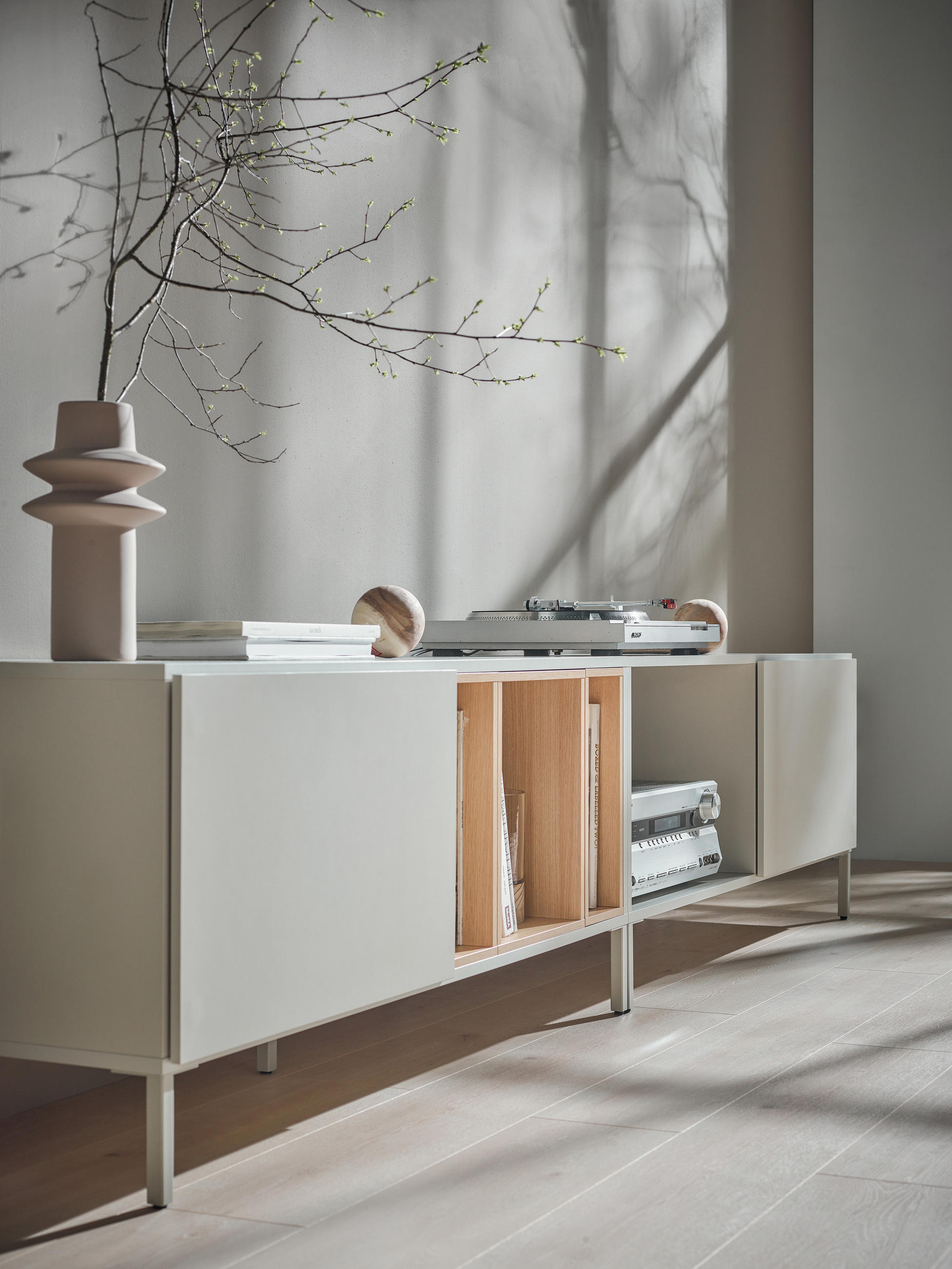 TV-ELEMENT-SET INTO - Beige, Holzwerkstoff (43.5/54/242cm) - Vox Möbel