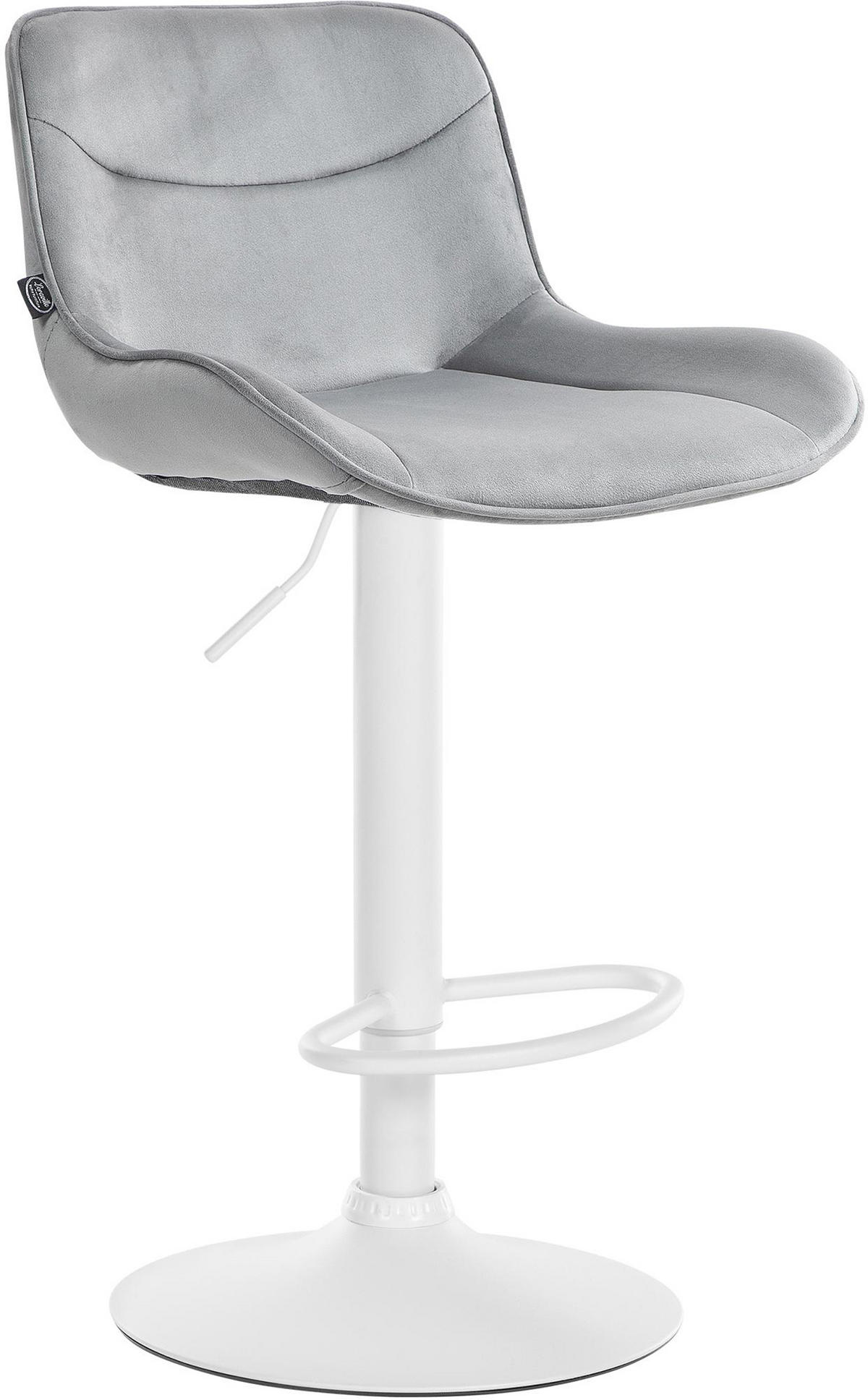 BARHOCKER Vulcano Samt weiß grau - Weiß/Grau, Textil/Metall (49/106/51cm) - TPFLiving