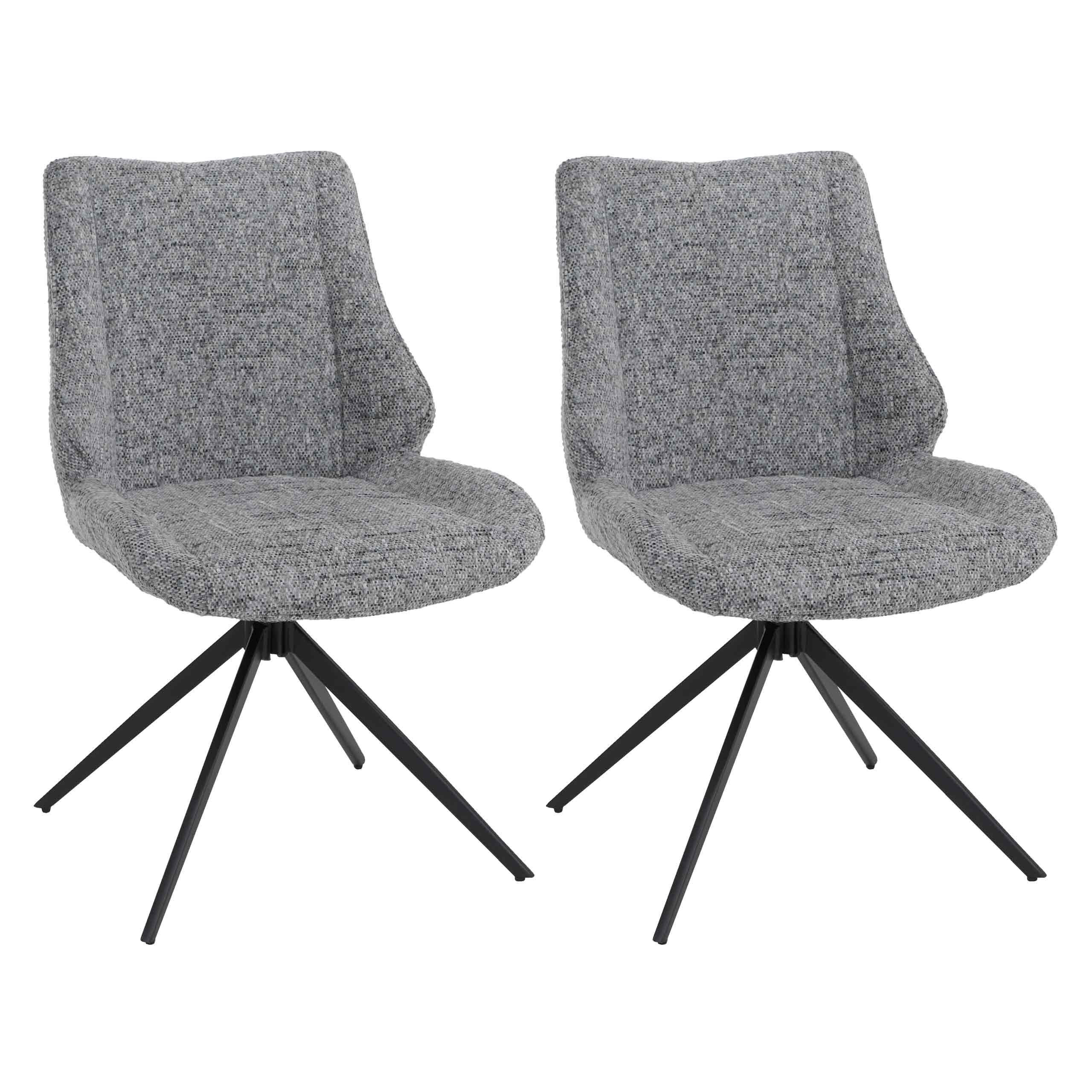 ESSZIMMERSTUHL Schwarz, Grau 2er-Set - Hellgrau/Schwarz, Textil (55/88/63cm) - MCW