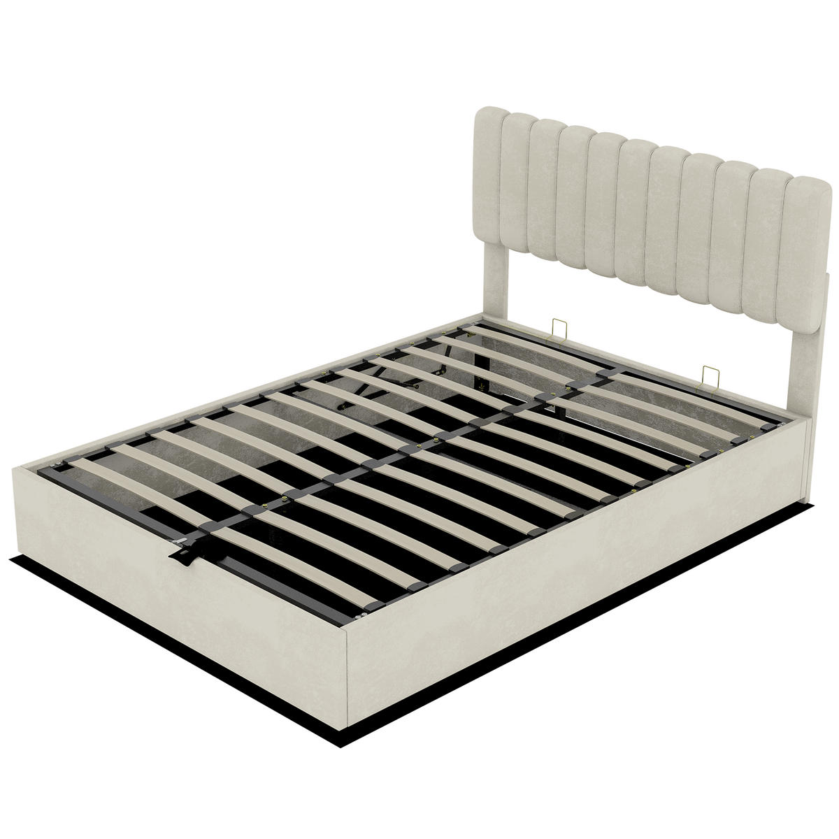 STAURAUMBETT 160/200 cm DE-35399 mit Gaslift-Staufach Beige - Beige, Metall (160/200cm) - ComfortXL