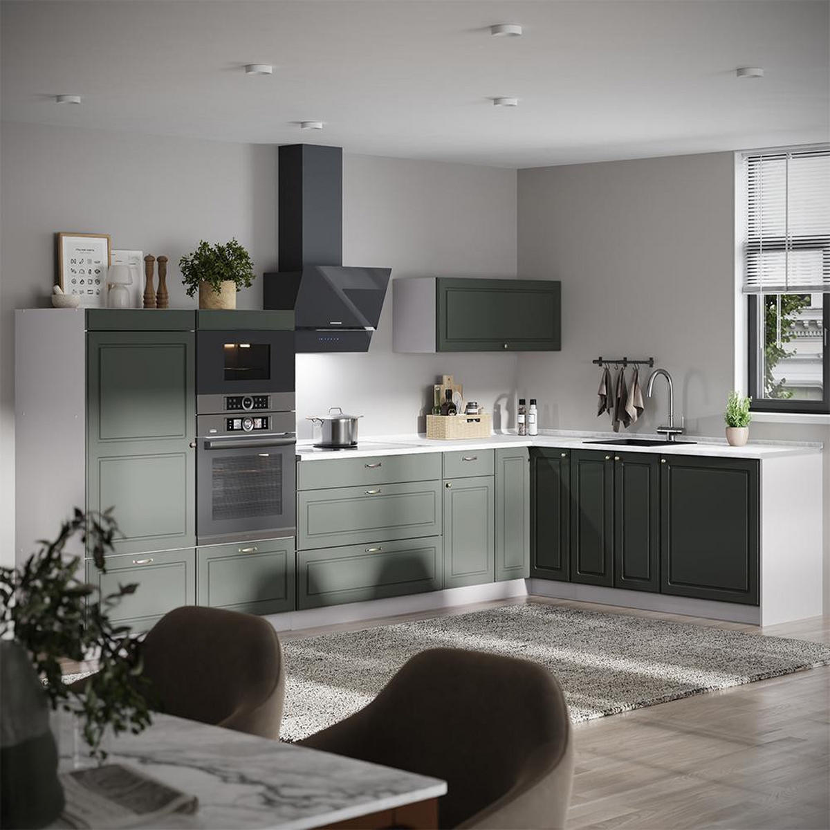 DULAP CĂMARĂ PENTRU BUCĂTĂRIE Fame-Line, Casă de țară verde și aurie/Alb, 60 cm - alb/verde, compozit lemnos (60/153.6/58.1cm) - Vicco