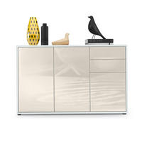KOMODA Ben V3 Bijela mat/Krem visoki sjaj (117 x 74 x 36 cm) - krem, drvni materijal (117/74/36cm) - Vladon