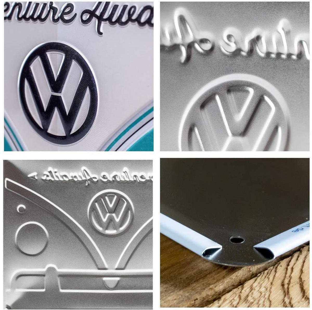 BLECHSCHILD 15/20 cm Volkswagen VW Bulli Adventure Awaits - Multicolor, Metall (20/15/0.5cm) - Nostalgic-Art