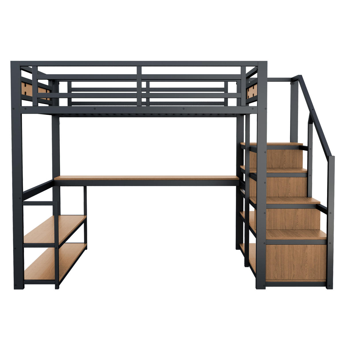 HOCHBETT 140/200 cm Schwarz mit Aufbewahrungsleiter und Tisch aus MDF - Schwarz, Metall (140/200cm) - OKWISH