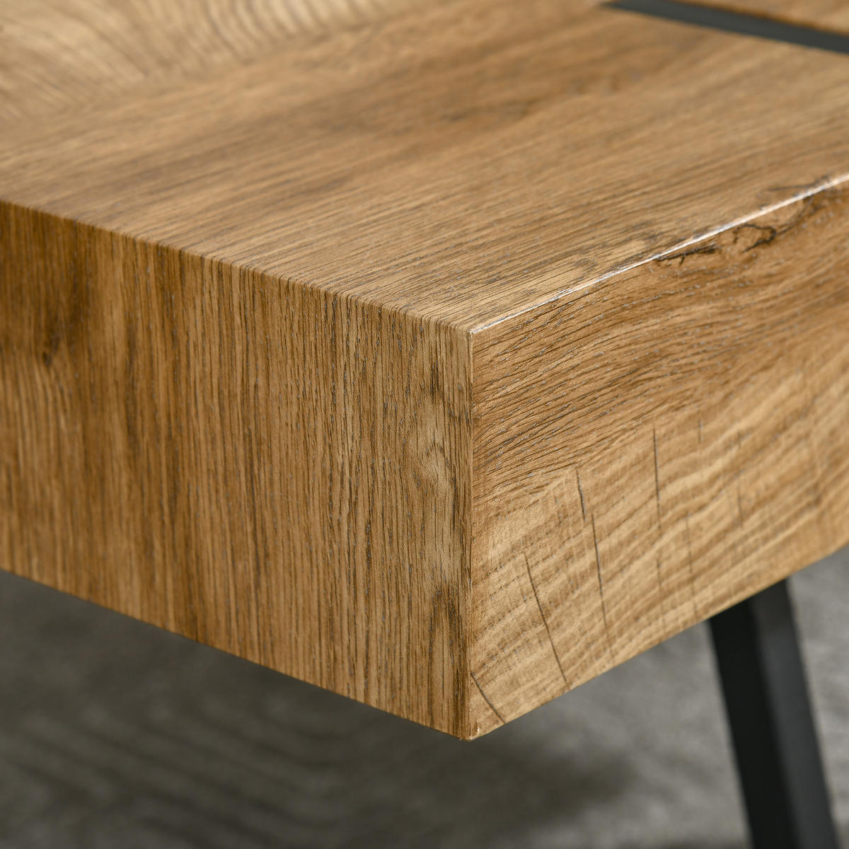 SOFFBORD Sidobord Kaffebord med justerbara fotstöd Soffbord - Naturfärgad, Plast (105/60/42cm) - HOMCOM