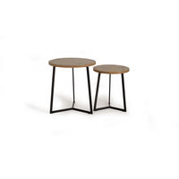 TISCH-SET 2 Mangoholz und schwarzem Metall - Braun, Metall (56/56/60cm) - Giner y Colomer