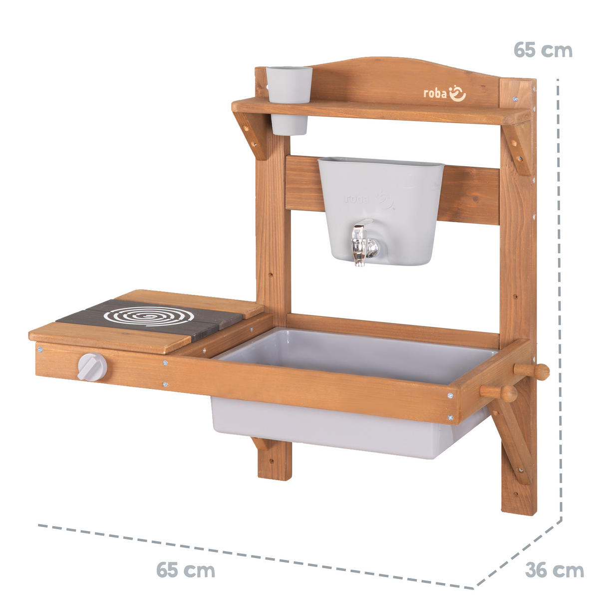 SPIEL- UND MATSCHKÜCHE zum Hängen teak - Teakfarben, Holz (65/65/36cm) - Roba