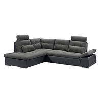ECKSOFA mit Schlaffunktion, Armlehnfunktion und Kopfstützen - Chromfarben/Zinkfarben, Textil (260/219cm) - ed exciting design