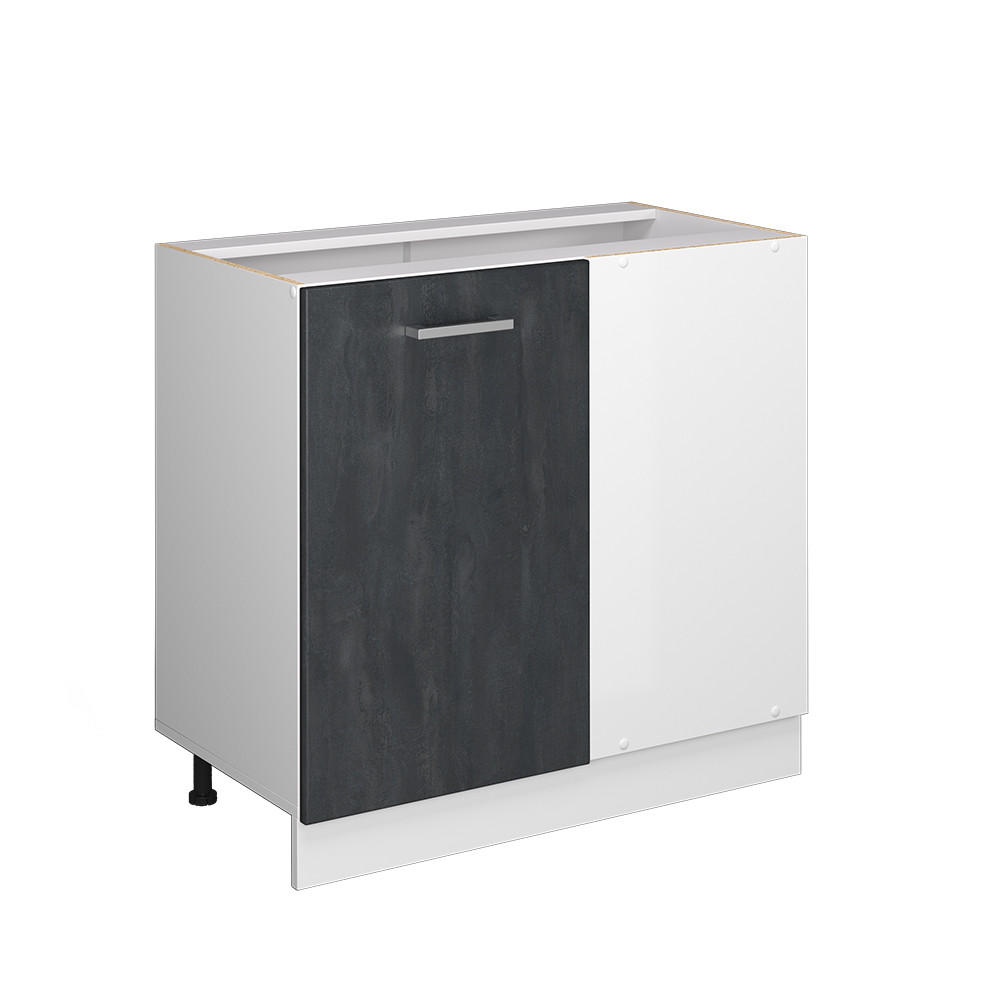 ECKUNTERSCHRANK R-Line Schwarz Beton 86 cm ohne AP - Schwarz/Weiß, Holzwerkstoff (86/81.6/46cm) - Vicco