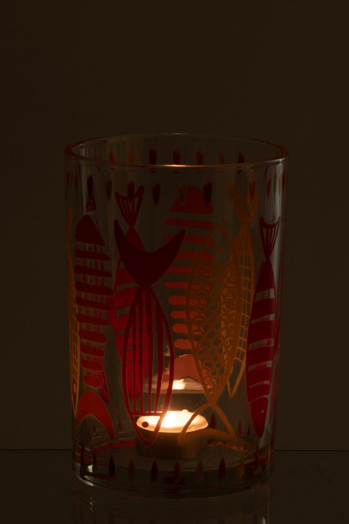 WINDLICHT FISCH - Orange, Glas (12/18cm) - J-Line