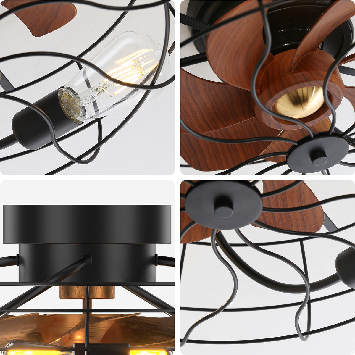DECKENVENTILATOR DE-16317 20 Zoll Industrie mit Käfig & 7 Flügeln Schwarz - Schwarz, Kunststoff/Metall (50.8/50.8/25cm) - ComfortXL