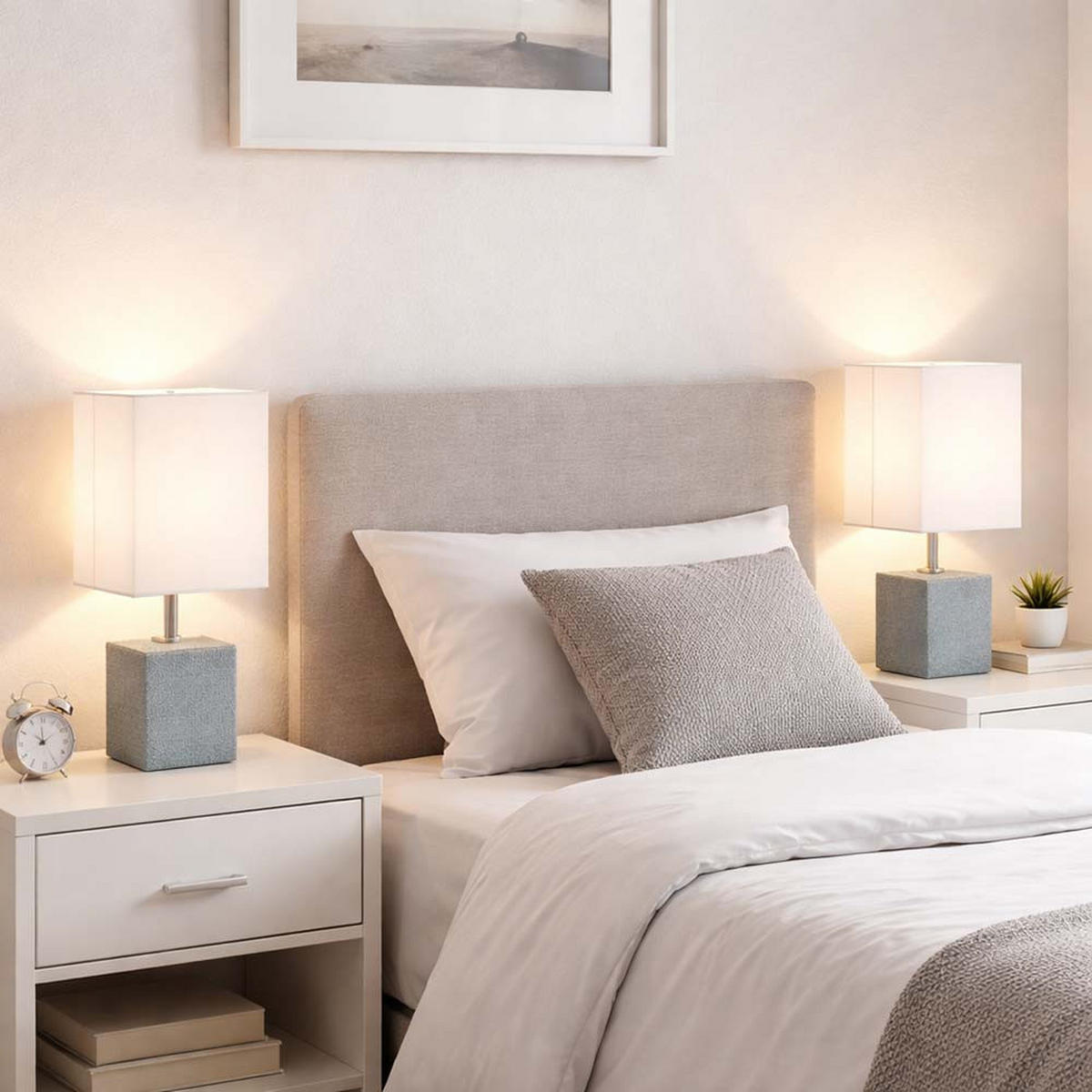 TISCHLEUCHTE GERI Keramik Grau 2er Set - Grau, Textil (13/11/29cm) - Globo Lighting