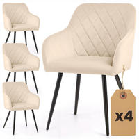 POLSTERSTUHL 4er Set, Metallbeine Beige, Schwarz 54,5/82/58 - Beige/Schwarz, Textil (55/82/58cm) - RAUMHIRSCH FURNITURE