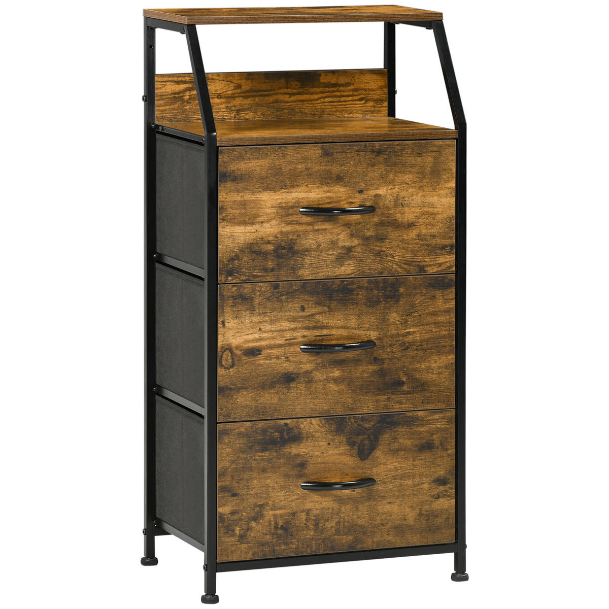 KOMMODE aus Stoff Aufbewahrungsschrank mit 3 Schubladen, Ablage Braun - Braun, Textil (29/92/44cm) - HOMCOM