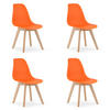 ESSZIMMERSTUHL 4-er Set KITO orangefarbener Sitz, natürliche Beine - Orange/Naturfarben, Kunststoff (46/80/54.5cm) - Valora