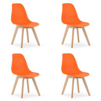 ESSZIMMERSTUHL 4-er Set KITO orangefarbener Sitz, natürliche Beine - Orange/Naturfarben, Kunststoff (46/80/54.5cm) - Valora