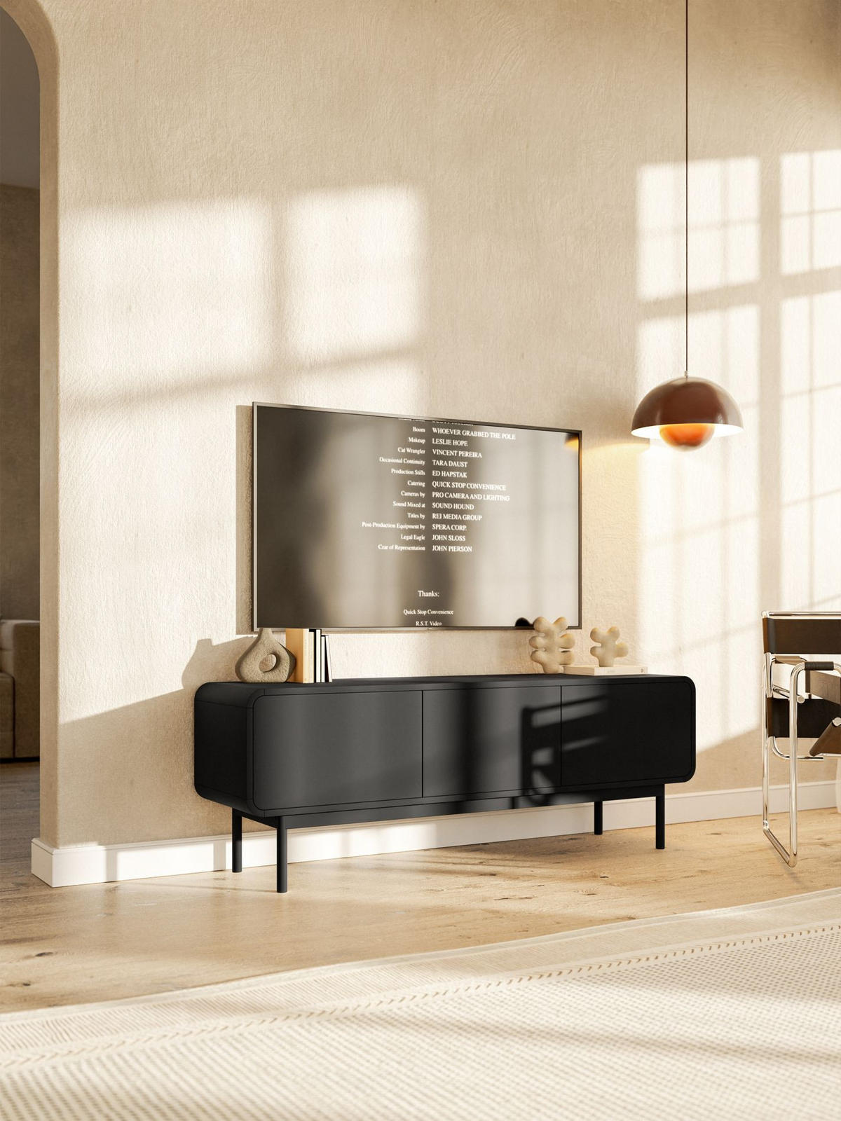 TV-LOWBOARD Oro Schwarz mit 3 Schubladen 154 cm - Schwarz, Holz/Holzwerkstoff (154/53.4/40cm) - Selsey