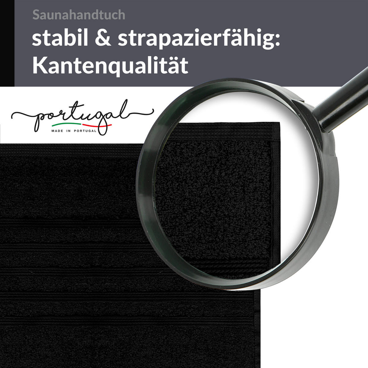 BADETUCH London Schwarz 100x200 cm - Schwarz, Textil (100/200cm) - Lashuma