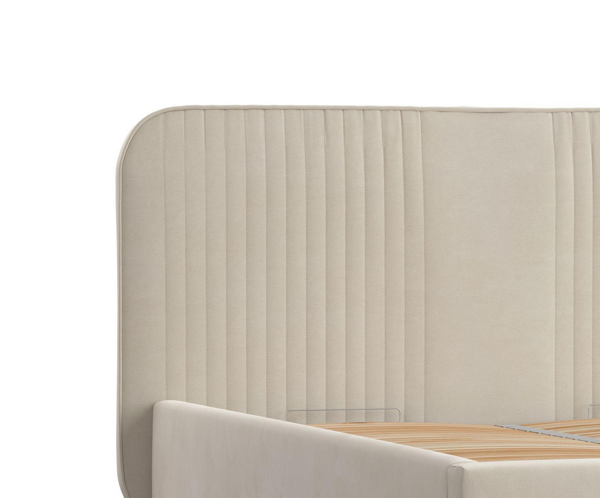 POLSTERBETT Livy Hellbeige 120/200 cm im Samtstoff - Beige/Naturfarben, Holz/Holzwerkstoff (120/200cm) - Maison de Reve