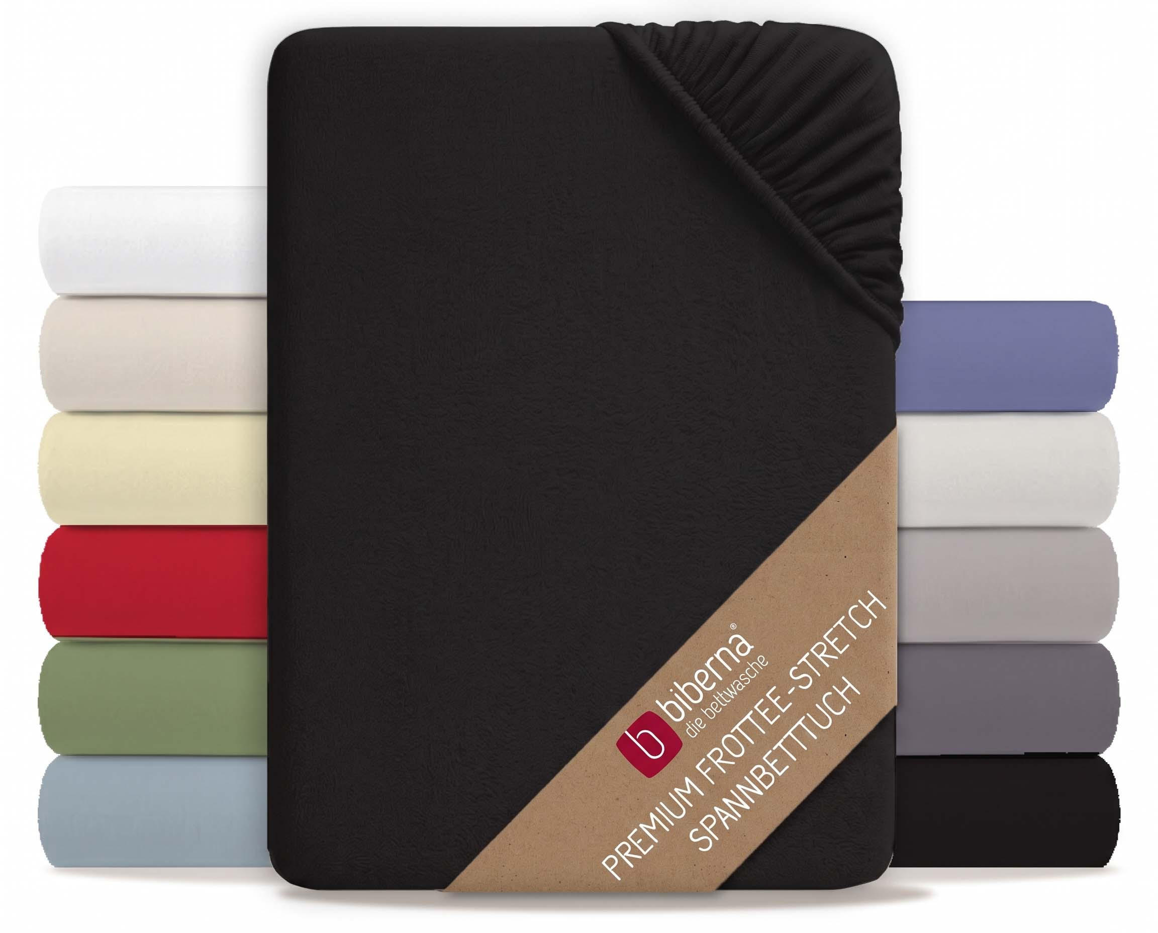 SPANNBETTTUCH Premium Frottee schwarz, 90x190 cm - 100x200 cm - Schwarz, Textil (100/200cm) - biberna
