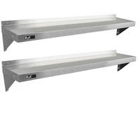 WANDREGAL 2 x 1500mm x 300mm - Silberfarben, Metall (150/23/30cm) - Kukoo