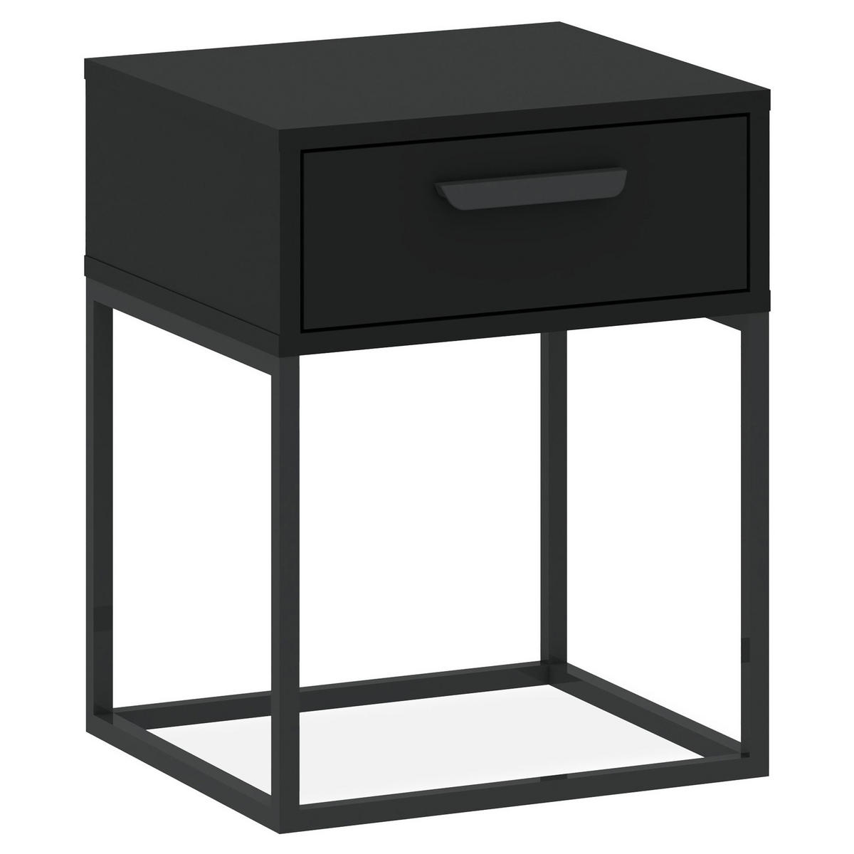 NACHTTISCH RECTUS Nachtschrank, Modern - Schwarz, Holzwerkstoff (40/52/39cm) - KONSIMO®