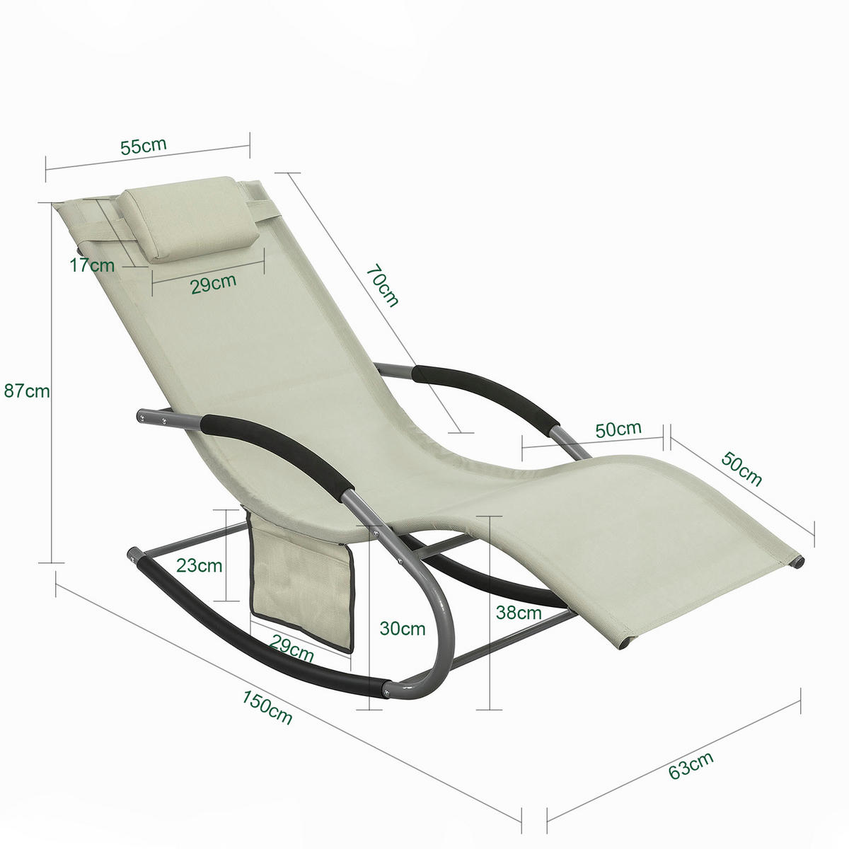 SONNENLIEGE 2er Set Beige - Beige, Metall (63/83/150cm) - SoBuy