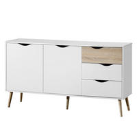 SIDEBOARD - Gummibaum teilmassiv - Weiß, Holzwerkstoff (146/81/39cm) - home24