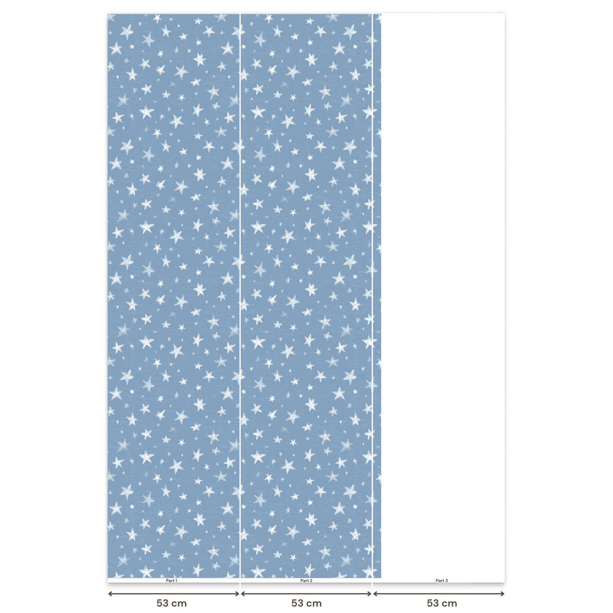 KINDERTAPETE - Sterne - Muster - Blau - 100x200 cm - Hellblau, Papier (100/200cm) - OnlyWow