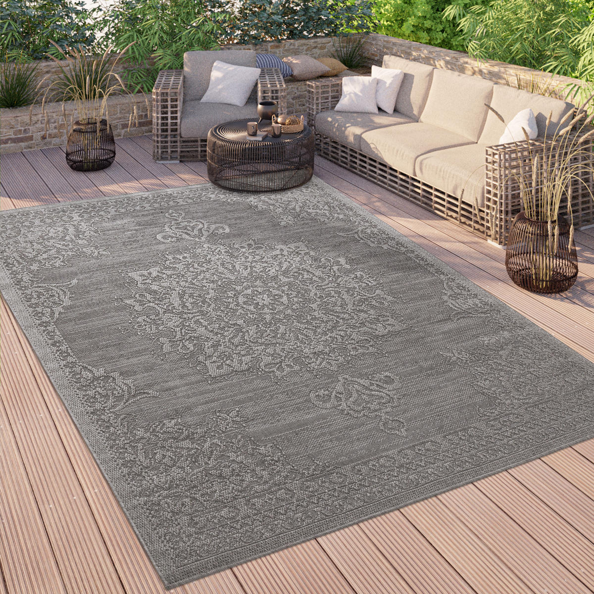 OUTDOORTEPPICH 80/150 cm Rimini 412 - Anthrazit, Textil (80/150cm) - Paco Home