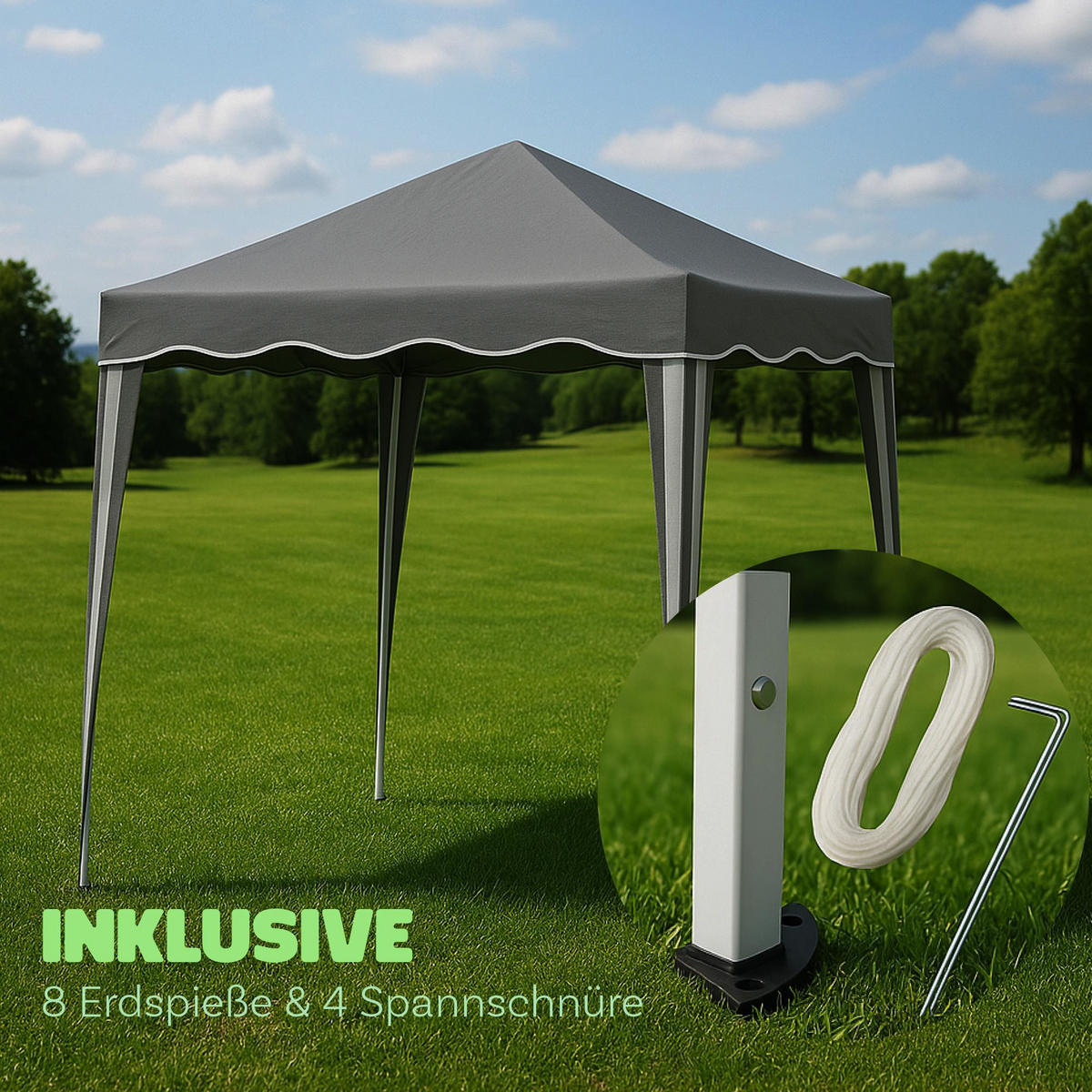 FALTPAVILLON 3x3m Anthrazit - Anthrazit, Textil/Metall (300/250/300cm) - Bestlivings