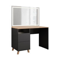 SCHMINKTISCH Karen Anthrazit/Artisan 110 cm mit LED-Spiegel - Anthrazit/Eiche Artisan, Holzwerkstoff (110/75/55cm) - Vicco
