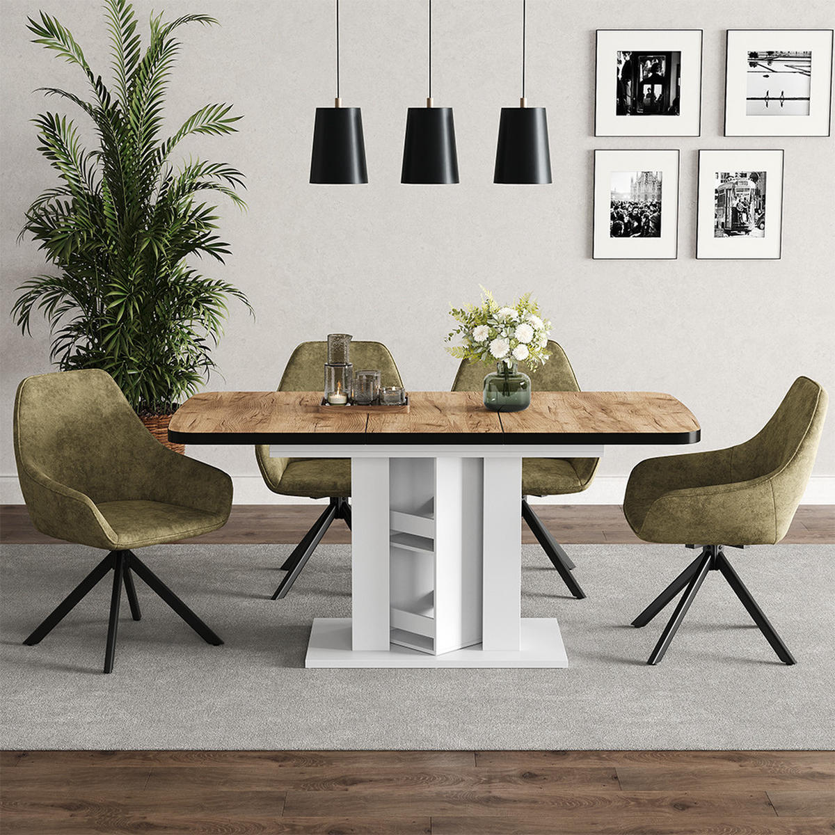 ESSTISCH Fenaro Goldkraft Eiche/Weiß 120 x 80 cm - Honigeiche/Weiß, Holzwerkstoff (80/120/76cm) - Vicco