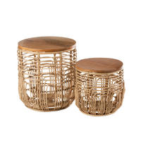 TISCH ELLEN 2er-Set - Rattan - Natürliche - Naturfarben, Naturmaterialien (48/48/52.5cm) - J-Line
