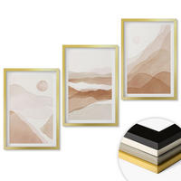 WANDBILDER 3er Set - 40x60 cm Goldrahmen - Abstrakte braune Landschaften - Goldfarben, Kunststoff (40/60cm) - ArtPrintCave