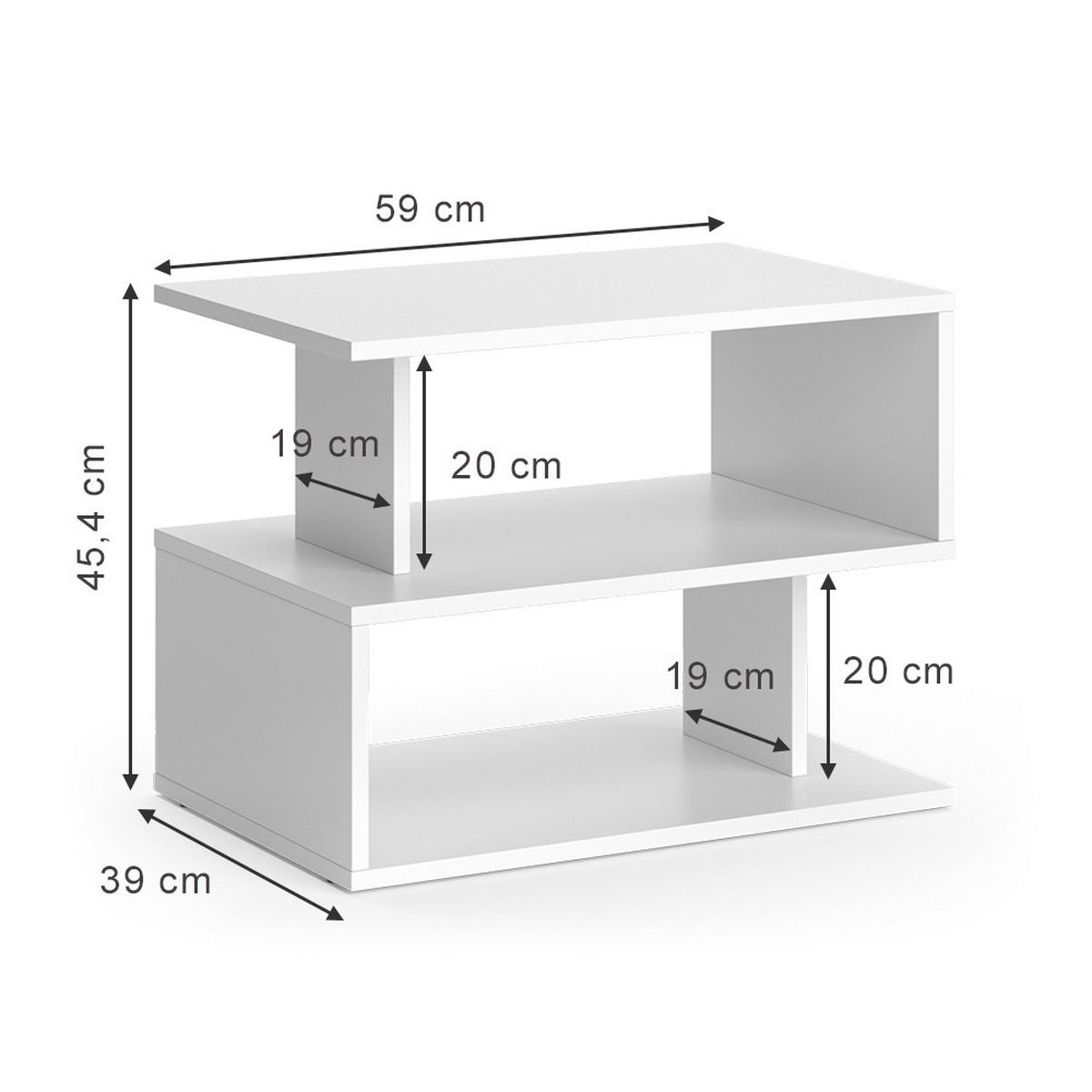 COUCHTISCH Shelby Weiß 59 x 39 cm - Weiß, Holzwerkstoff (39/59/45.4cm) - Vicco