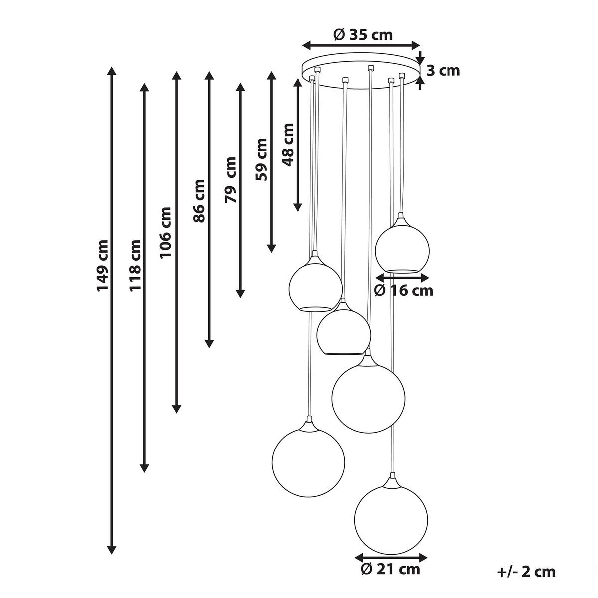 HÄNGELEUCHTE Tooma 35/35/150 cm - Multicolor, Glas (35/35/150cm) - Beliani