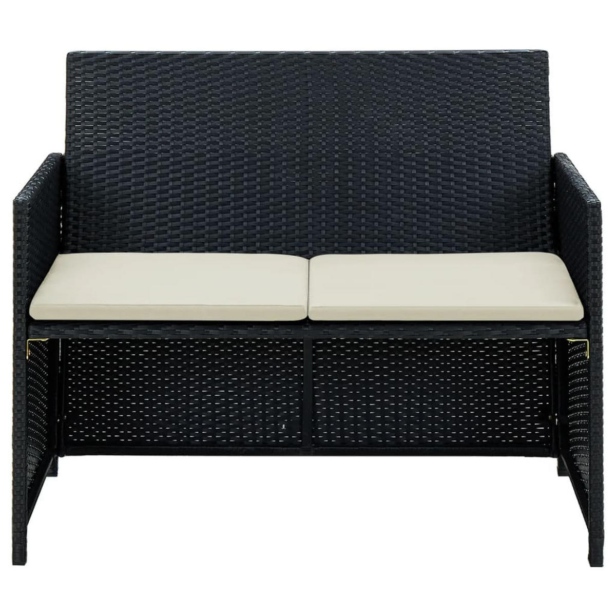 2-SITZER-GARTENSOFA Mit Polstern Schwarz Poly Rattan - Schwarz, Kunststoff (100/85/56cm) - vidaXL