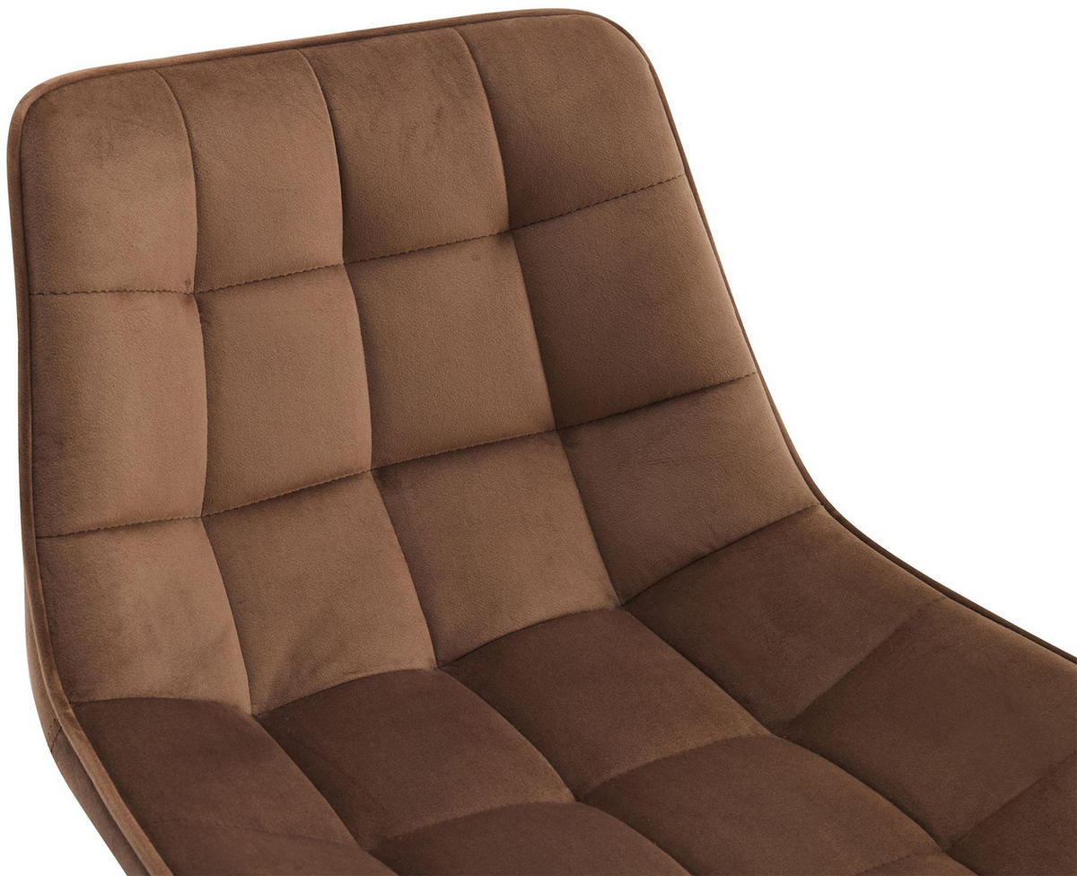 BARHOCKER 2er Set Samt braun - Schwarz/Braun, Textil/Metall (47/106/52cm) - CLP