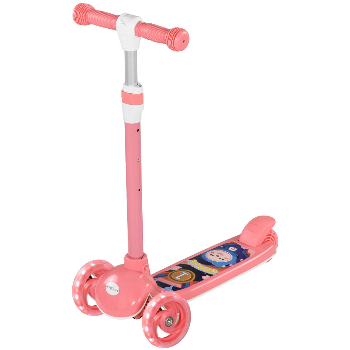 KINDERSCOOTER DE-16956 3 Räder mit LED-Leuchten Rosa - Pink, Kunststoff (52/29/76cm) - ComfortXL