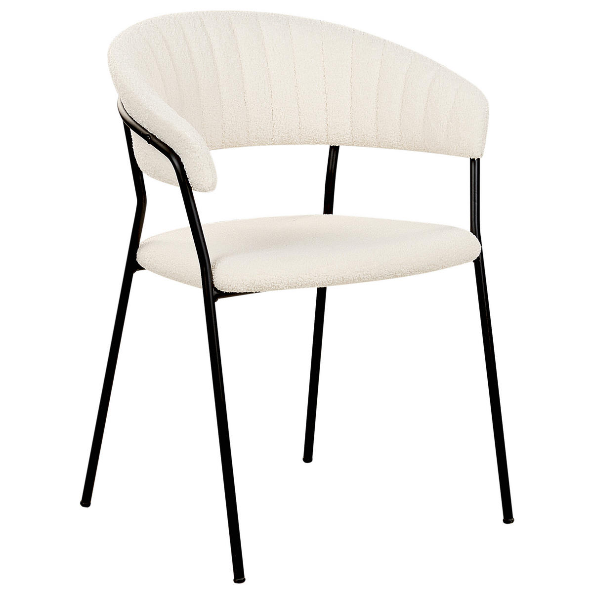 ÉTKEZŐSZÉK 2 darabos Szett Buklé törtfehér Mariposa - fekete/fehér, textil (55/78/55cm) - Beliani