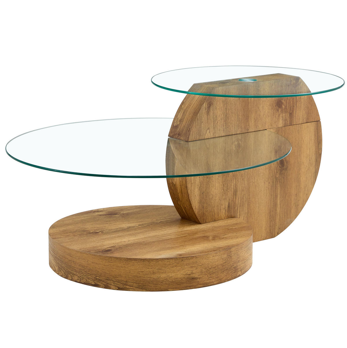 COUCHTISCH 70/70/50 cm mit mehrstufigen Ablageflächen und gehärteter Glasplatte, Transparent/Holz - Klar, Holzwerkstoff (69.8/69.8/49.8cm) - Redom