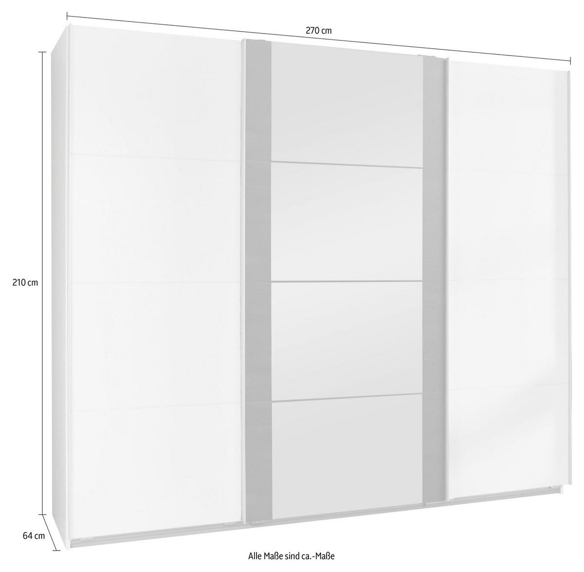 SCHWEBETÜRENSCHRANK Bern Graphit / Weiß 270 / 64 / 210cm - Weiß/Grau, Holz/Holzwerkstoff (270/210/64cm) - Wimex