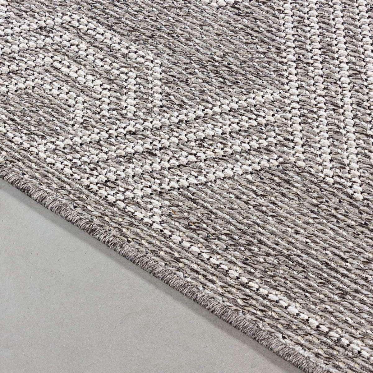 TEPPICH Outdoor Flachgewebe Geometrisch Polypropylen Balkon Grau Rechteckig 200x290 - Grau, Textil (200/290cm) - KADIMA DESIGN