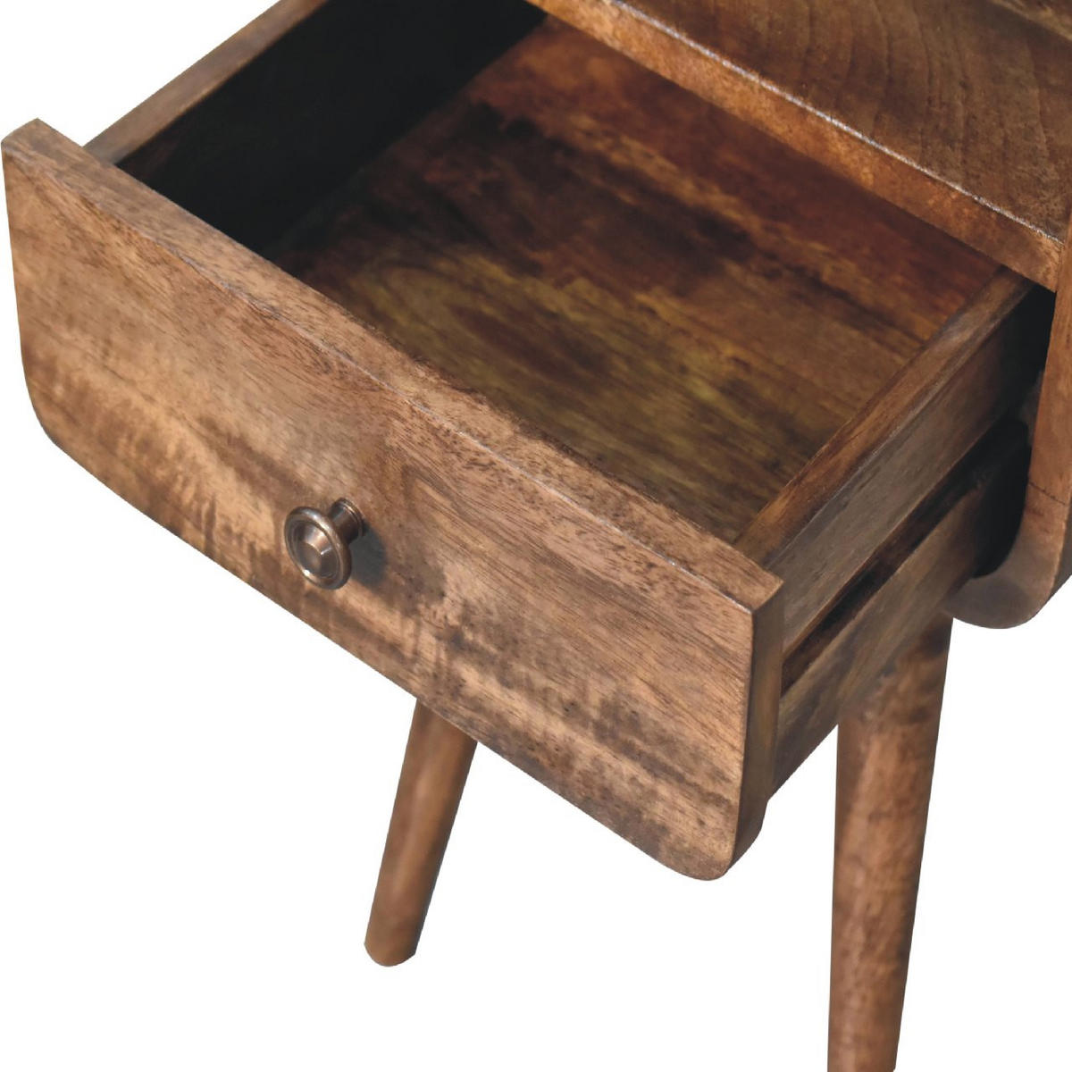 NACHTSCHRANK mit offenem Fach, 1-Drawer, Nordische Beine - Messingfarben/Braun, Holz/Metall (30/55/30cm) - Artisan Furniture